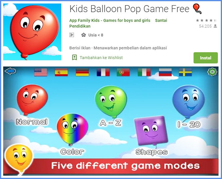 Kids Ballon Pop Game Free Permainan Edukasi Untuk Anak
